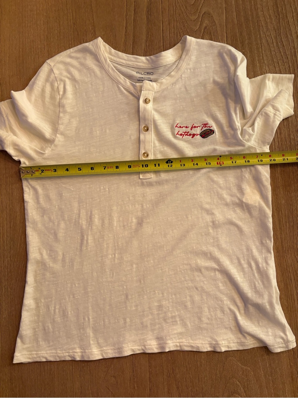 Pilcro Embroidered Hotdog Icon Henley Tee XL NWT White Cotton Anthropologie - Picture 12 of 15